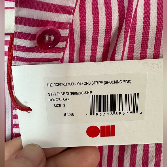 Solid & Striped The Shocking Pink Ombré Oxford Maxi Dress. Shirt Dress Cover-up - Picture 5 of 12